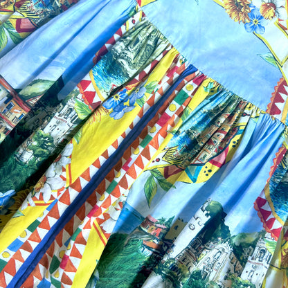 (Pre-loved) D&G Girls Blue & Yellow Taormina Summer Dress 女童藍黃色印花夏日連身裙 3Y