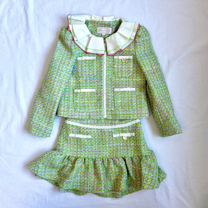 (Pre-loved) Nicholas & Bears Green Tweed Long Sleeves Dress 綠色毛呢套裝裙 4Y