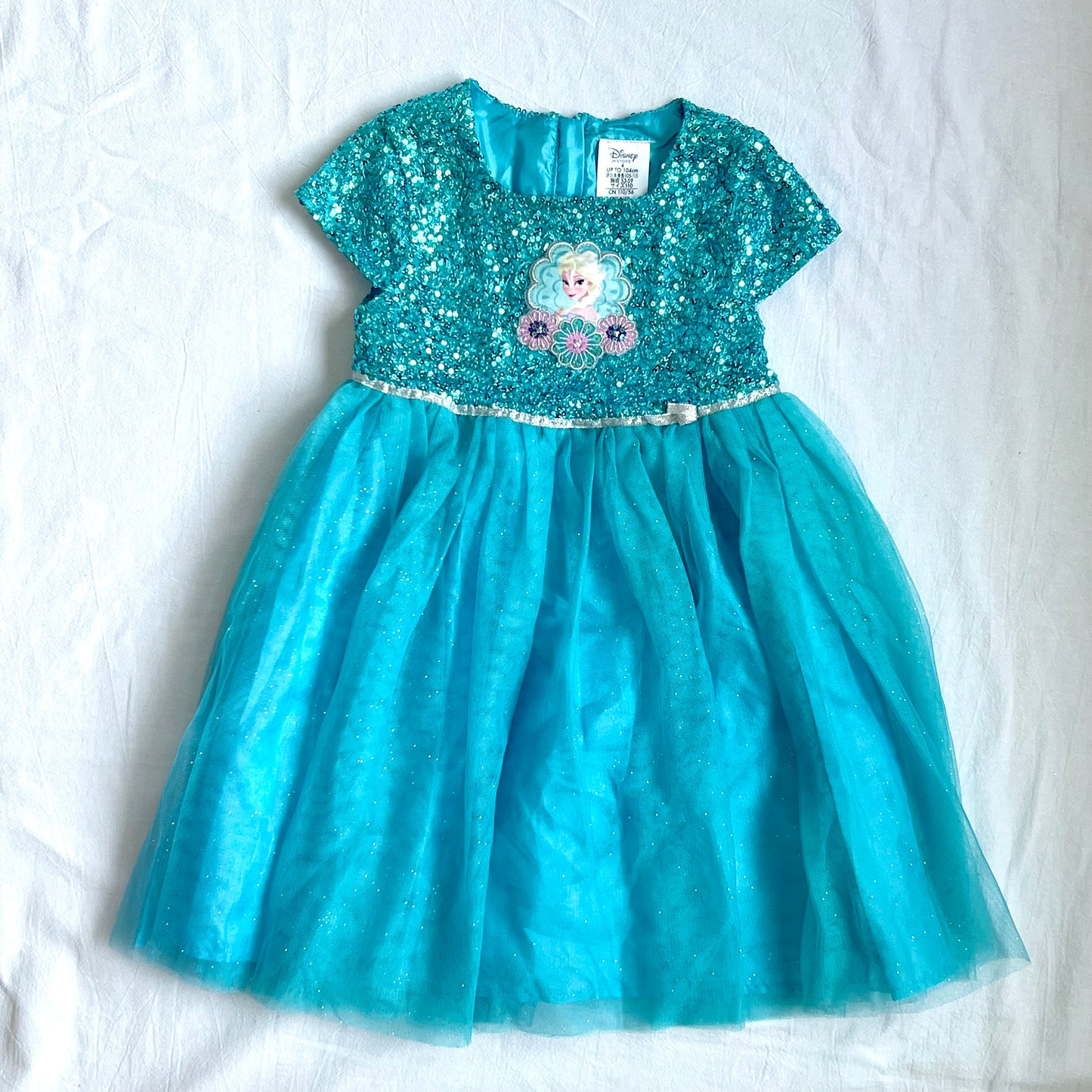 (Pre-loved) Disney Elsa Bling Blue Party Dress Frozen 迪士尼愛莎公主裙 4Y