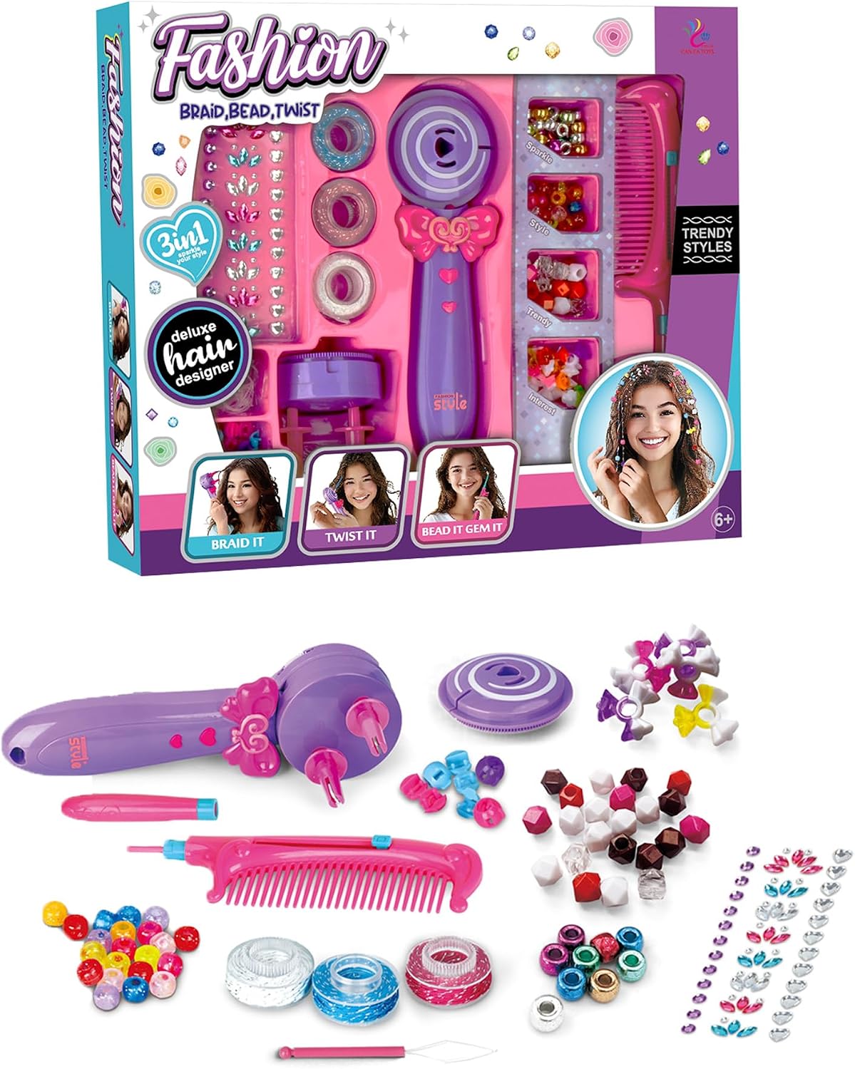 3in1 Fashion Hair Braid, Bead & Twist Styling Kit 三合一時尚編髮、串珠與扭髮造型套裝