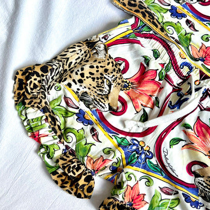 (Pre-loved) D&G Printing Pattern Short Sleeves with shorts set 女童豹款短袖衫短褲套裝 3Y