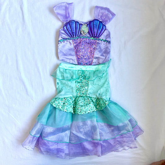 (Pre-loved) Disney Costume Ariel Mermaid 2-pieces Dress Set 迪士尼美人魚艾莉兒公主裙 4Y
