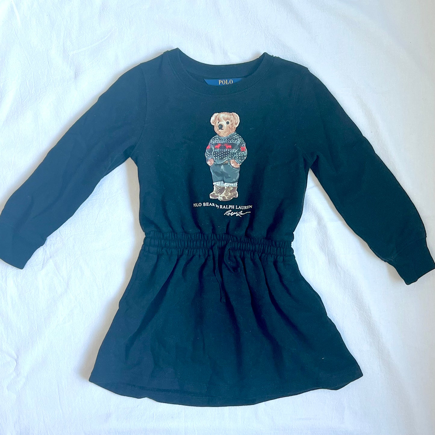 (Pre-loved) Polo Ralph Lauren Black Bear Long Sleeve Dress 小熊黑色長袖裙 3T