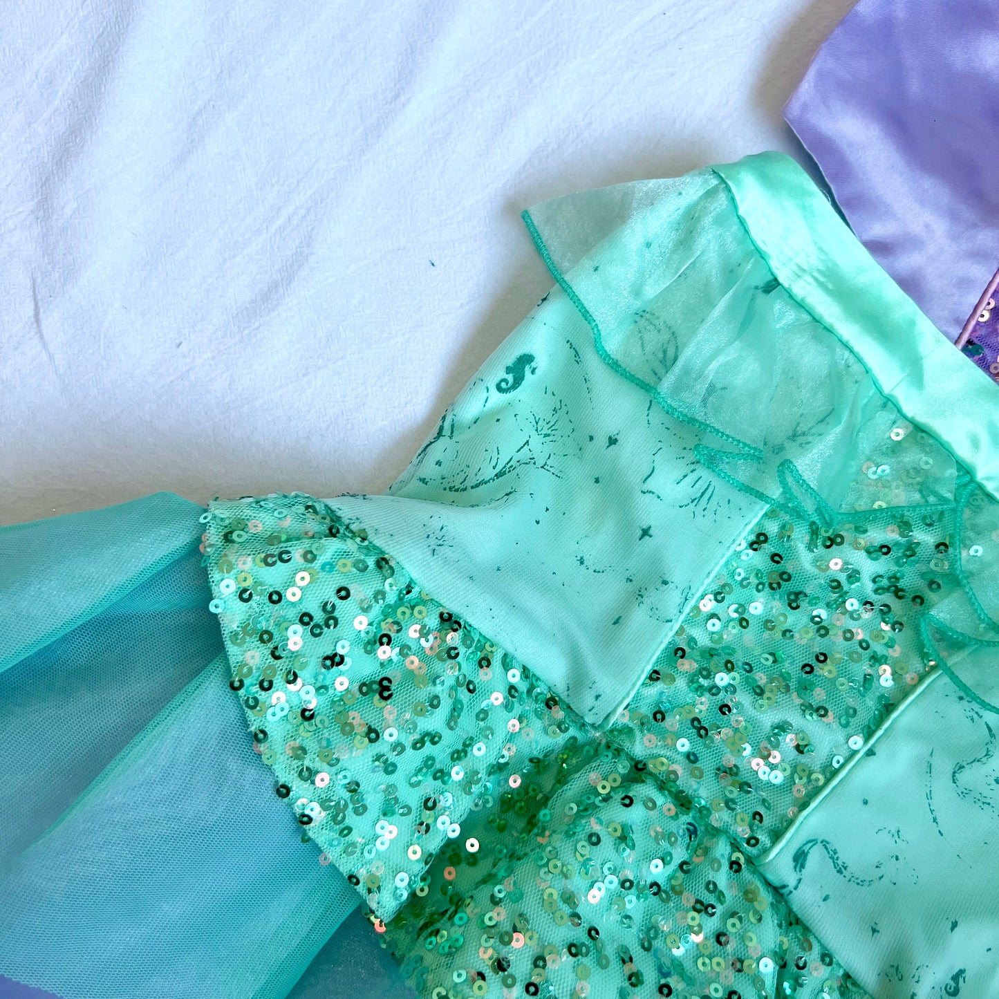 (Pre-loved) Disney Costume Ariel Mermaid 2-pieces Dress Set 迪士尼美人魚艾莉兒公主裙 4Y