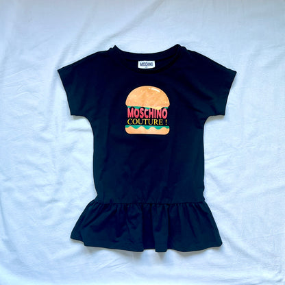 (Pre-loved) Moschino Black Burger T-Shirt Dress 女童黑色短袖裙 4Y