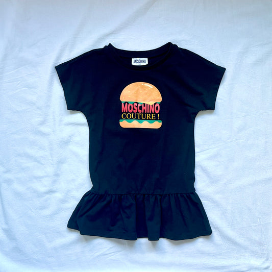 (Pre-loved) Moschino Black Burger T-Shirt Dress 女童黑色短袖裙 4Y