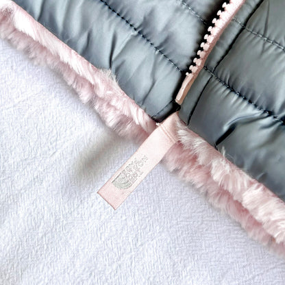 (Pre-loved) The North Face Pink Grey 2-sided Down Jacket 雙面連帽外套 3Y