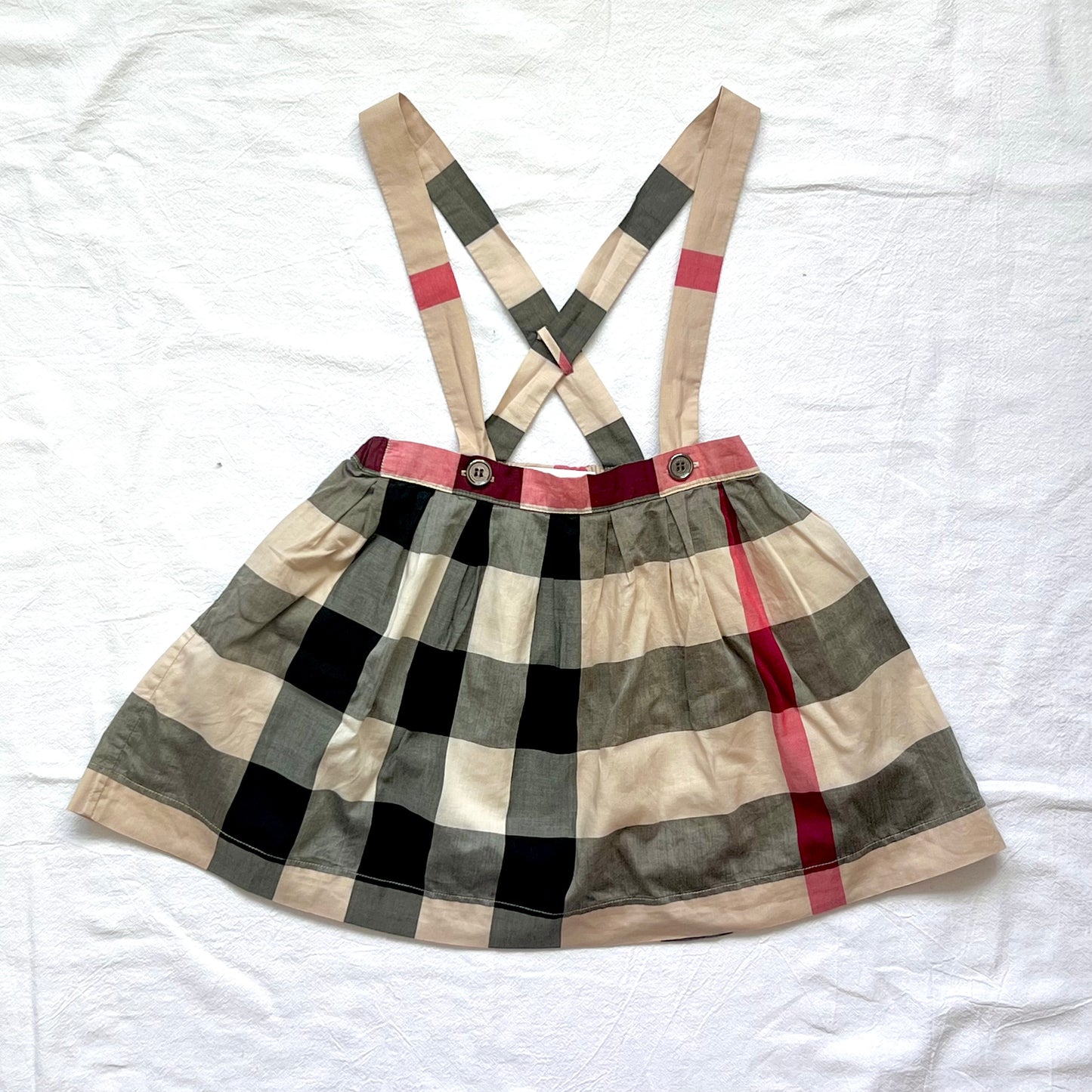 (Pre-loved) Burberry Checkered Suspender Skirt 格仔吊帶裙 2Y