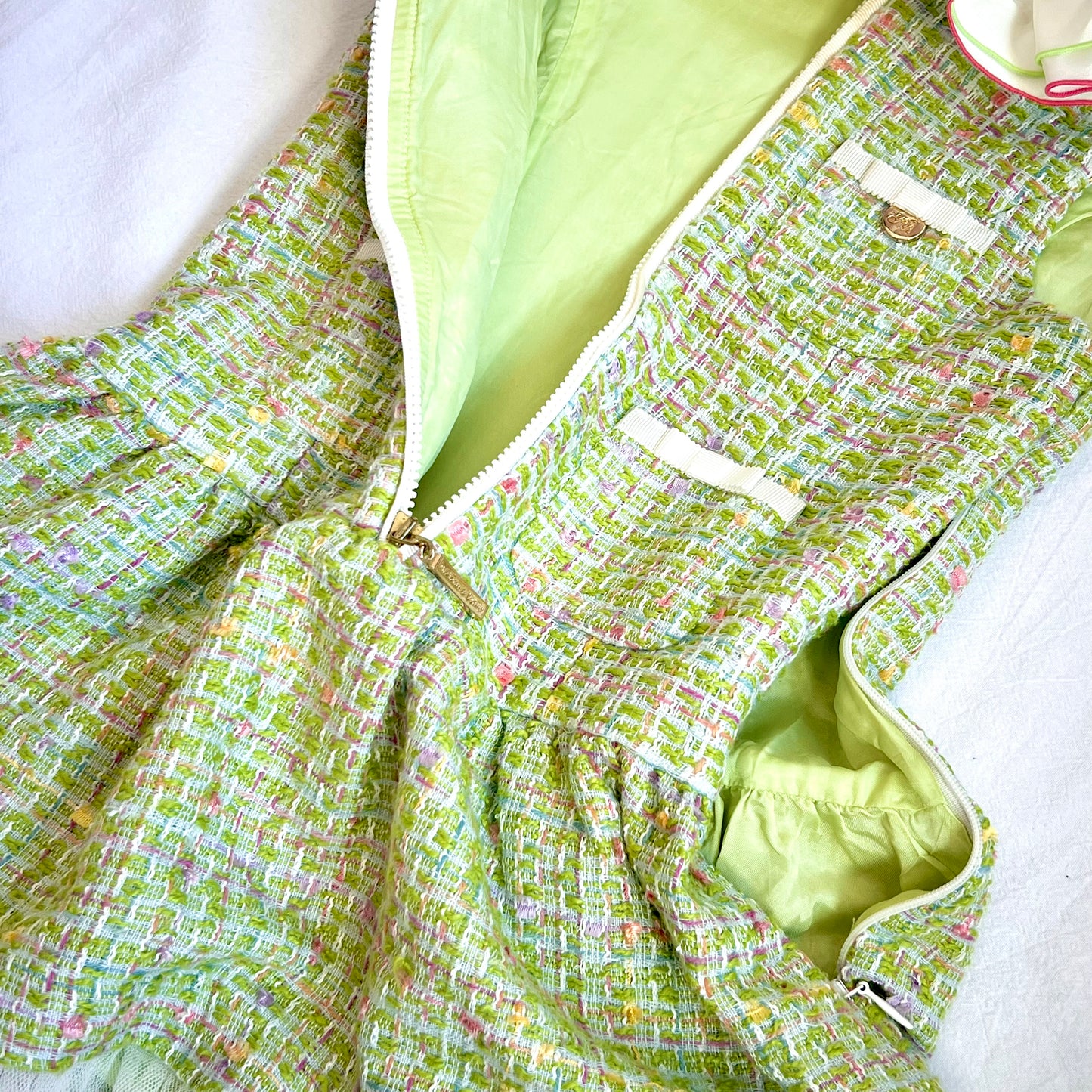 (Pre-loved) Nicolas & Bear Green Tweed SleevelessDress 綠色毛呢裙 3Y