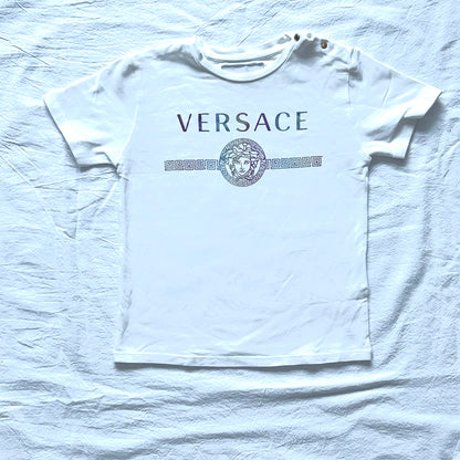 (Pre-loved) Versace Logo T-Shirt with Button 女童白色短袖T恤 2Y