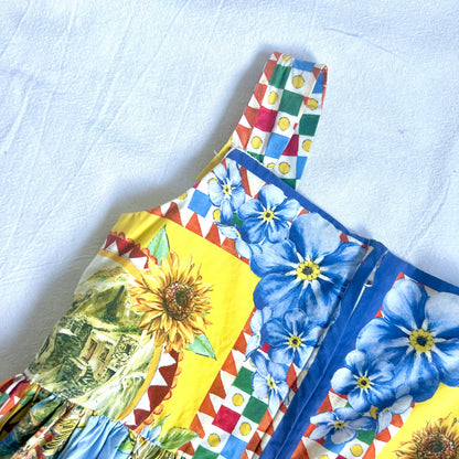 (Pre-loved) D&G Girls Blue & Yellow Taormina Summer Dress 女童藍黃色印花夏日連身裙 3Y