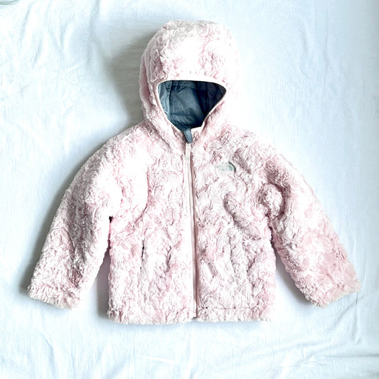 (Pre-loved) The North Face Pink Grey 2-sided Down Jacket 雙面連帽外套 3Y
