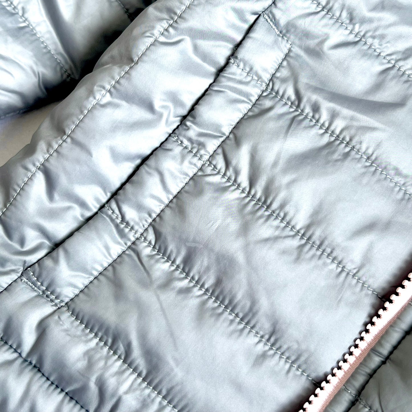 (Pre-loved) The North Face Pink Grey 2-sided Down Jacket 雙面連帽外套 3Y