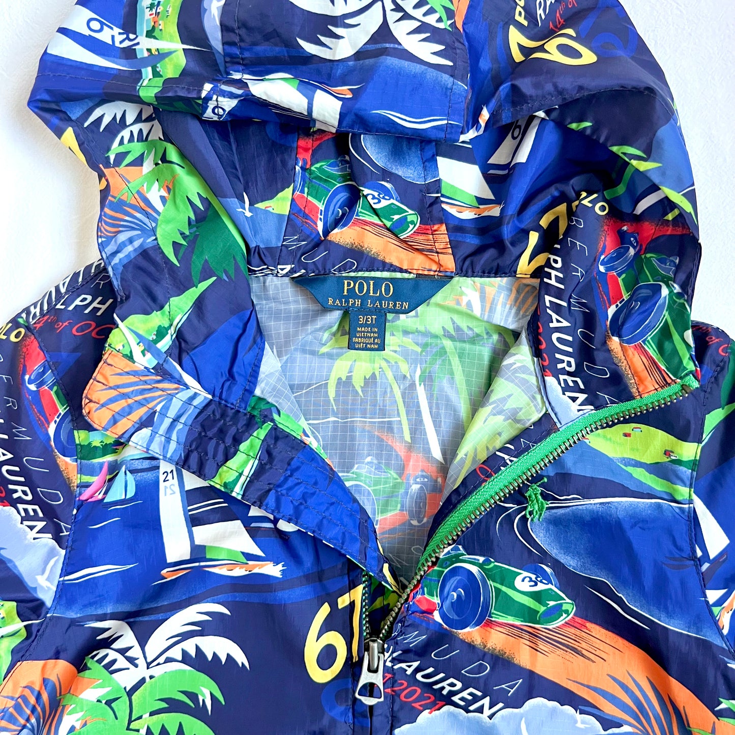 (Pre-loved) Polo Ralph Lauren Windbreaker Jacket Kids Bermuda Print Blue 兒童百慕達印花藍色風褸外套 3T