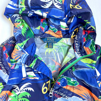(Pre-loved) Polo Ralph Lauren Windbreaker Jacket Kids Bermuda Print Blue 兒童百慕達印花藍色風褸外套 3T