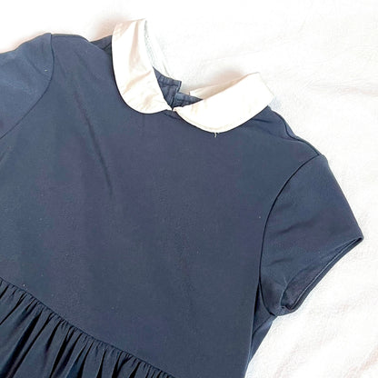 (Pre-loved) Polo Ralph Lauren Navy White Collared Fit & Flare Dress 女童短袖有領縐綢連身裙 4T