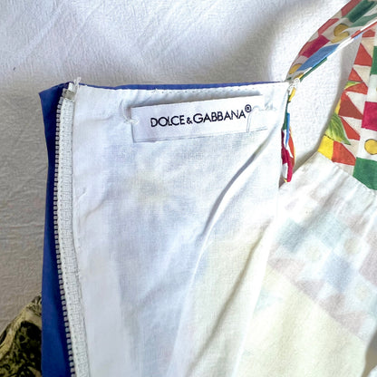 (Pre-loved) D&G Girls Blue & Yellow Taormina Summer Dress 女童藍黃色印花夏日連身裙 3Y