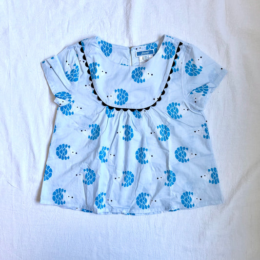 (Pre-loved) Jacadi Hedgehog Blue Top 藍色刺蝟印花上衣 5Y
