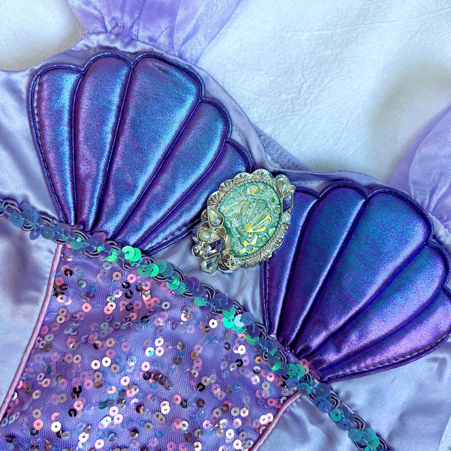 (Pre-loved) Disney Costume Ariel Mermaid 2-pieces Dress Set 迪士尼美人魚艾莉兒公主裙 4Y