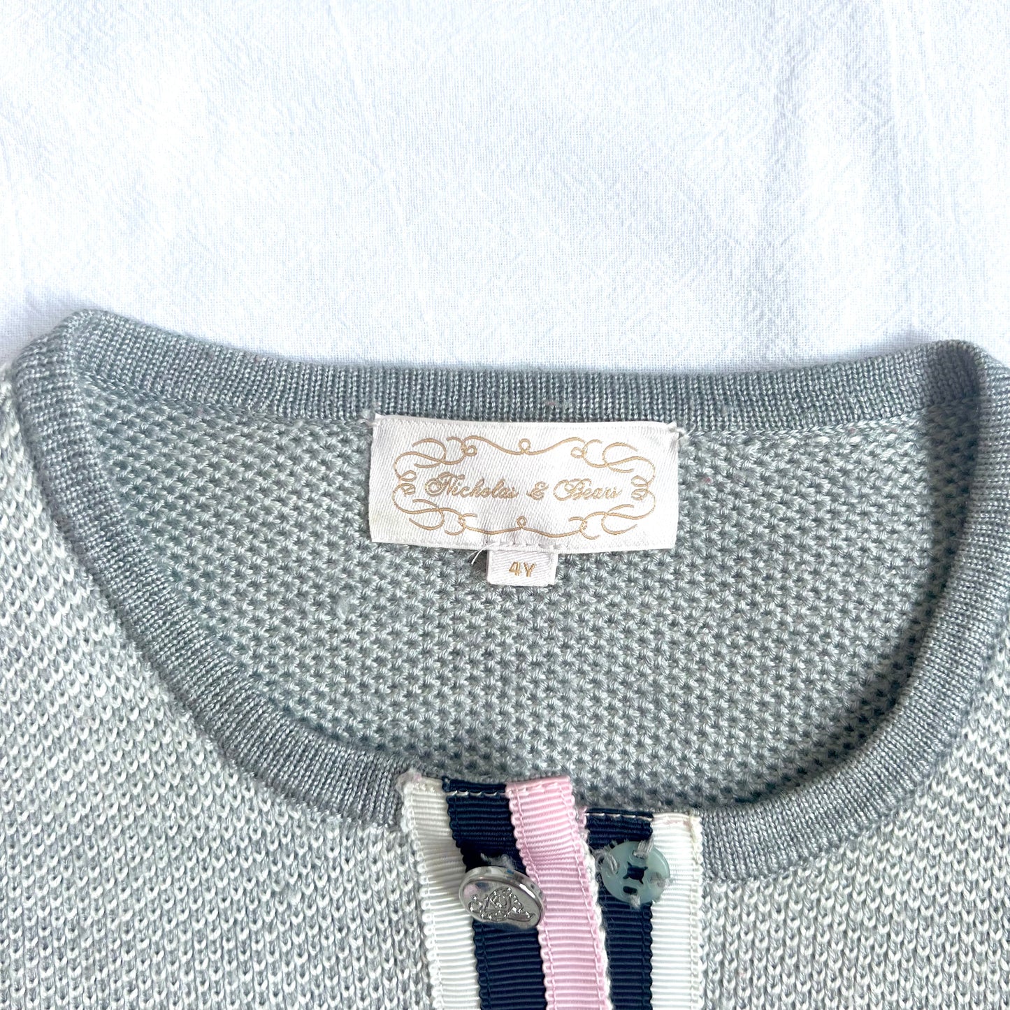 (Pre-loved) Nicholas & Bears Cardigan 女童灰色開襟衫4Y
