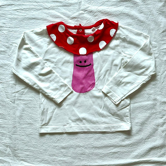 (Pre-loved) Stella McCartney White Pink mushroom T-Shirt 女童白色長袖T恤 3Y