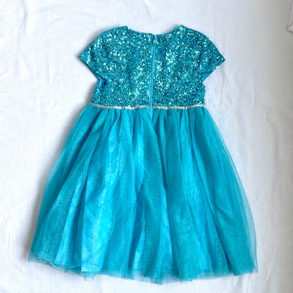 (Pre-loved) Disney Elsa Bling Blue Party Dress Frozen 迪士尼愛莎公主裙 4Y