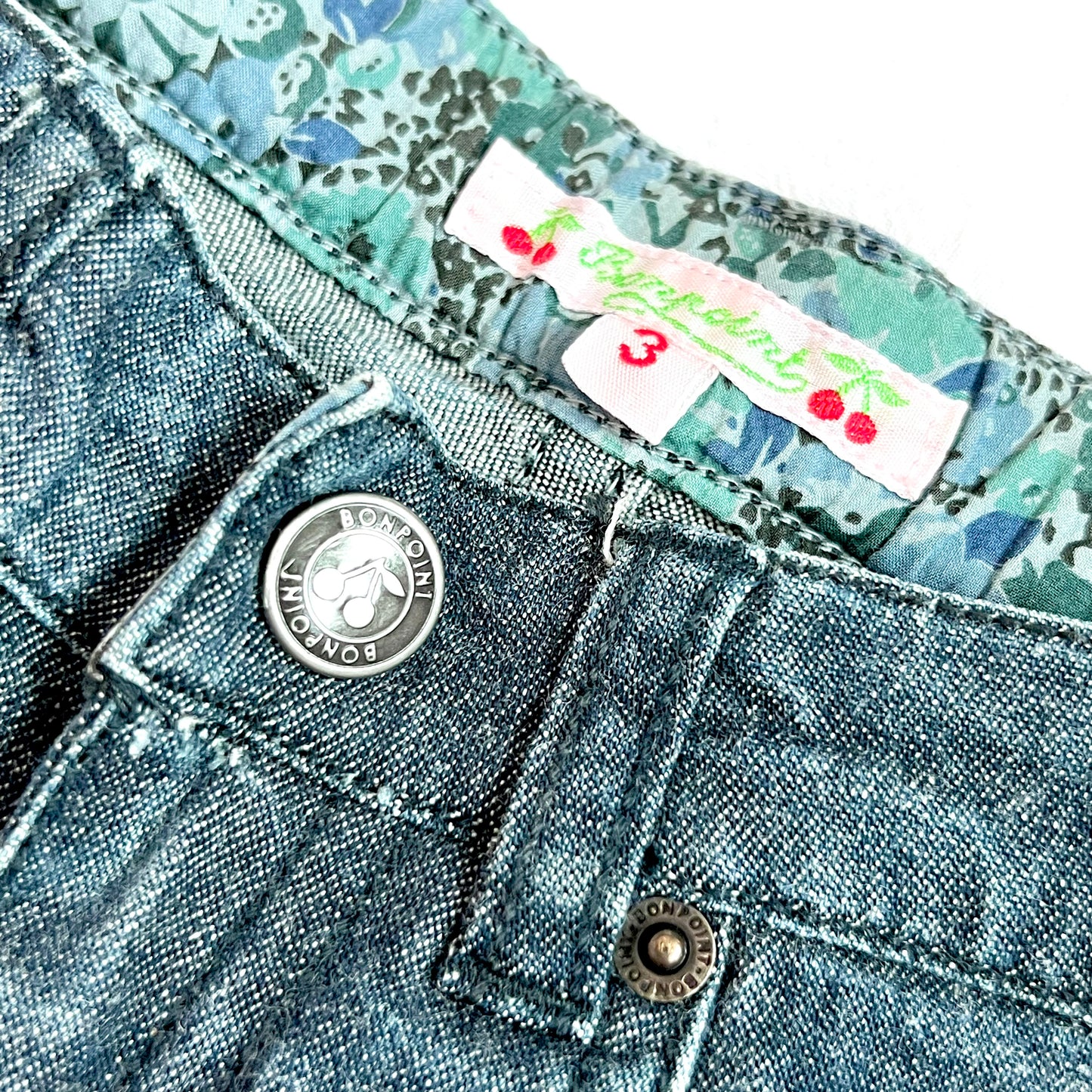 (Pre-loved) Bonpoint Cropped Roll Cuff Denim Jeans 卷邊七分牛仔褲 3Y