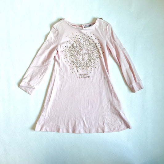 (Pre-loved) Versace Pink T-Shirt Dress with Button 女童粉紅色長袖T恤