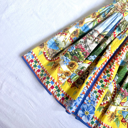(Pre-loved) D&G Girls Blue & Yellow Taormina Summer Dress 女童藍黃色印花夏日連身裙 3Y