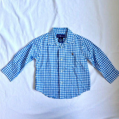 (Pre-loved) Polo Ralph Lauren Shirt 藍白格紋棉質襯衫 24M