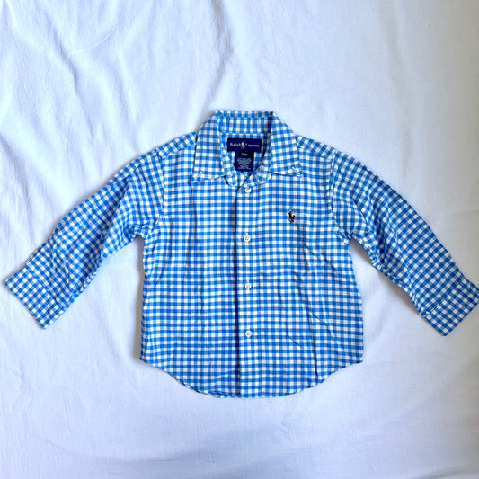 (Pre-loved) Polo Ralph Lauren Shirt 藍白格紋棉質襯衫 24M