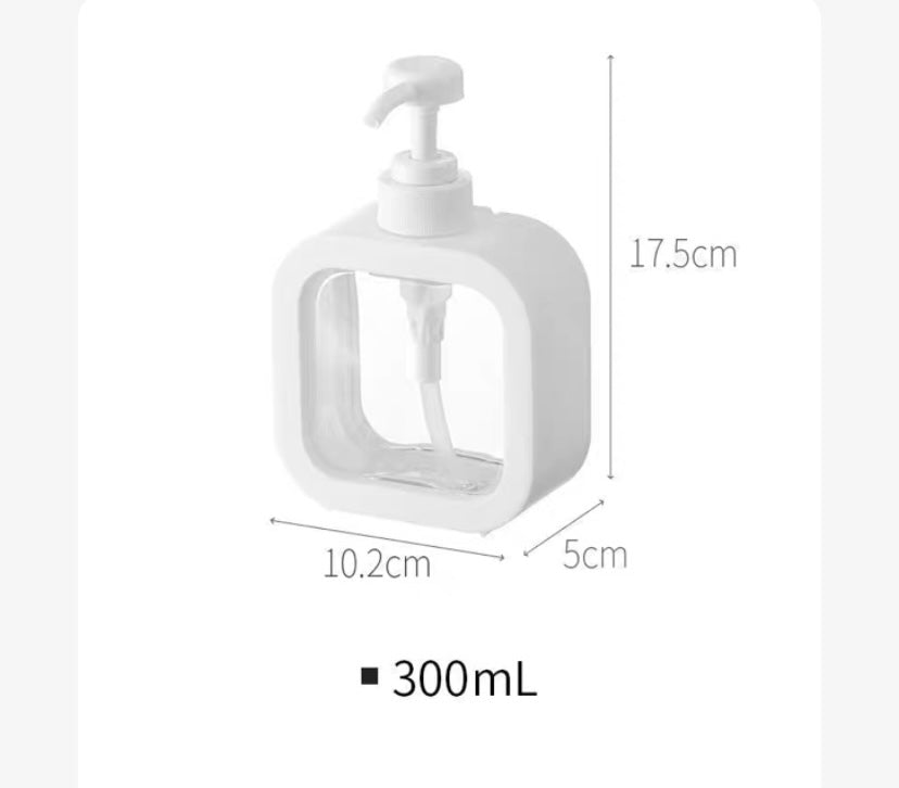 300/500ml Transparent Plastic Square Pump Bottle 透明塑膠方形泵瓶