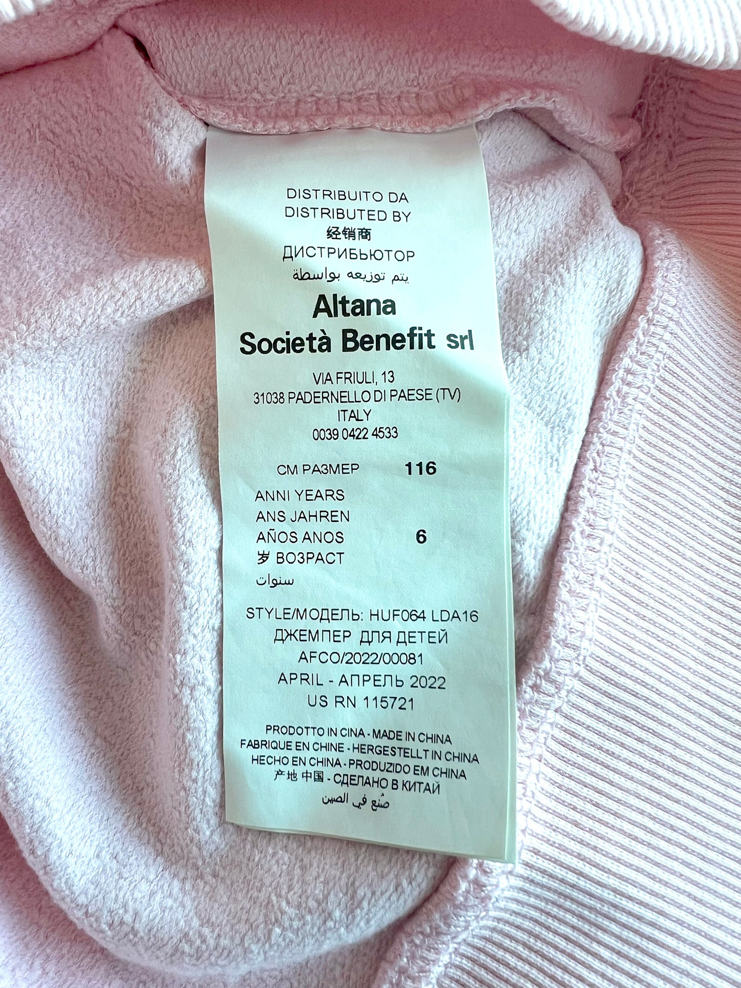 (Pre-loved) Moschino Pink Long Sleeve T-Shirt 小熊粉紅色長袖上衣 6Y