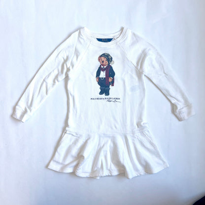 (Pre-loved) Polo Ralph Lauren Bear Sweater Dress 女童白色長袖小熊裙 5Y