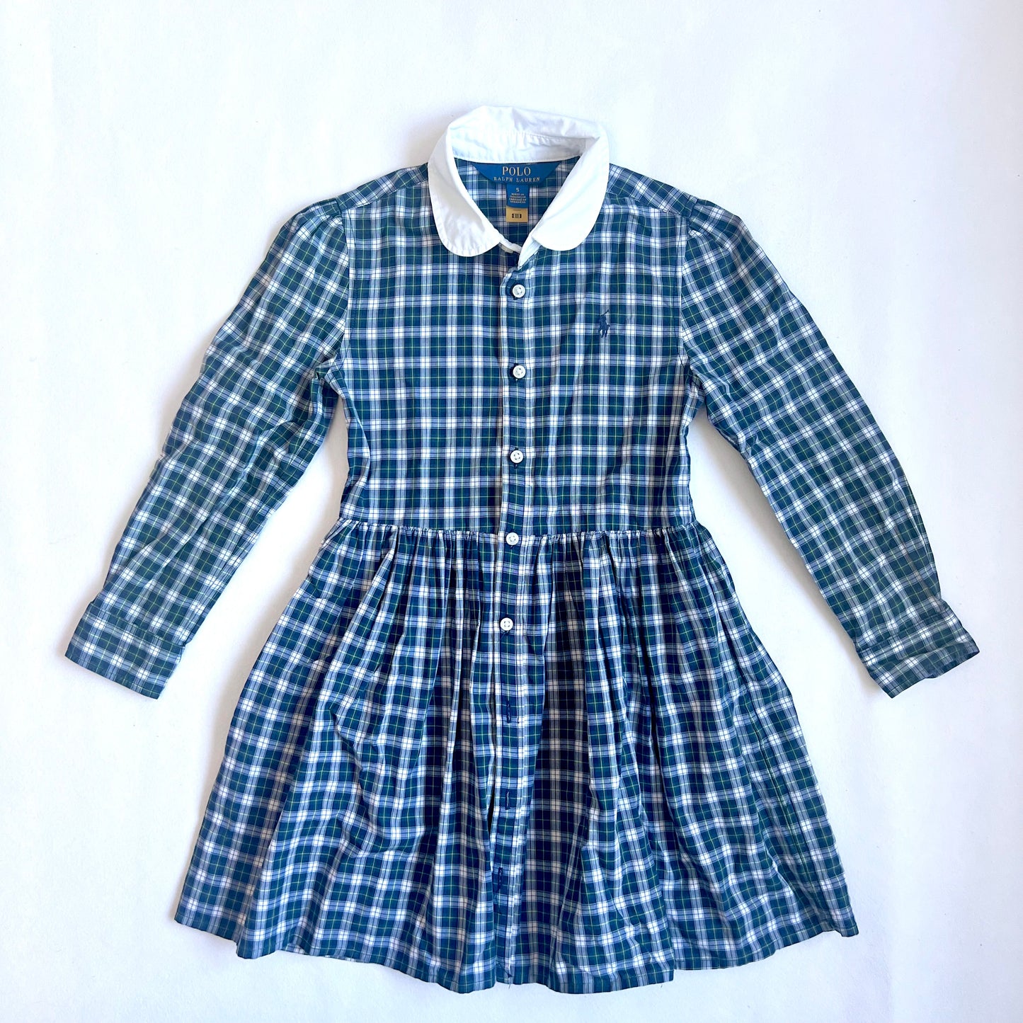 (Pre-loved) POLO Ralph Lauren Checkered Shirt Dress 藍色長袖格仔連身裙 5Y