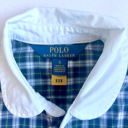 (Pre-loved) POLO Ralph Lauren Checkered Shirt Dress 藍色長袖格仔連身裙 5Y