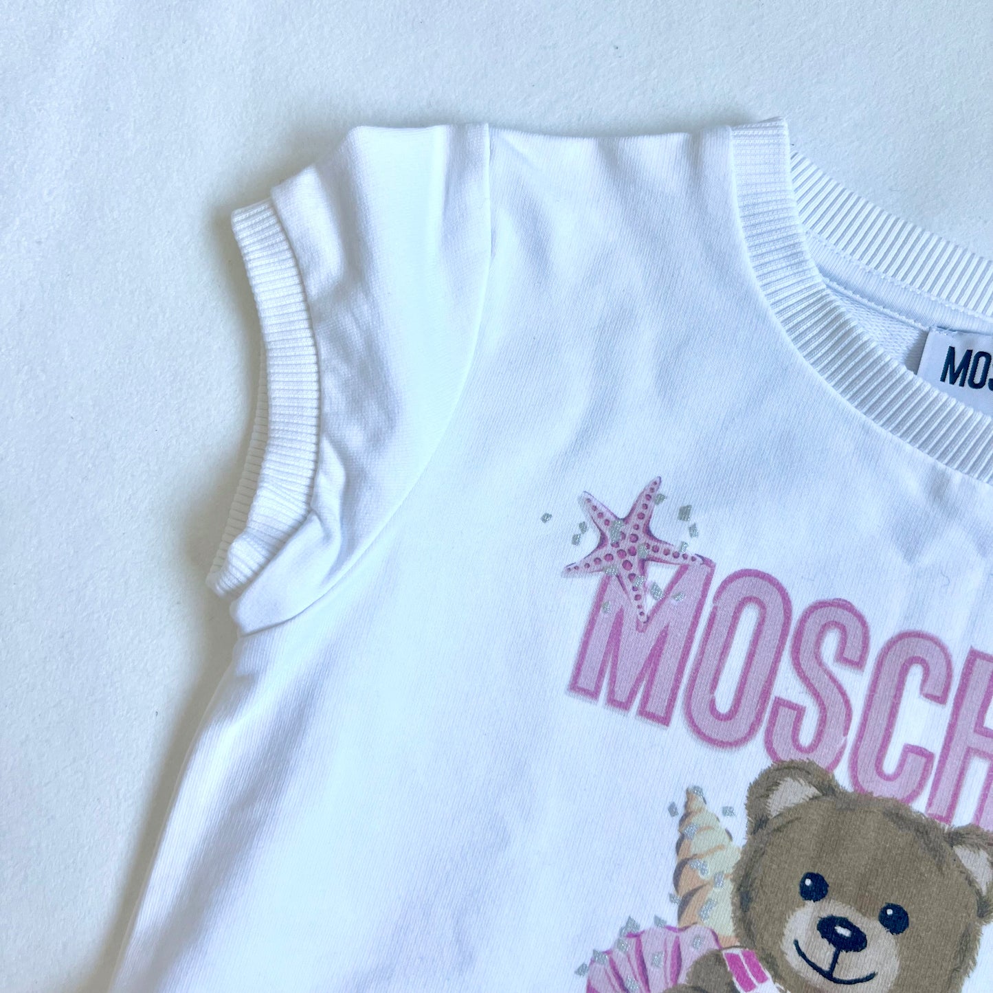 (Pre-loved) Moschino White T-Shirt Dress 小熊白色無袖連身裙 6Y