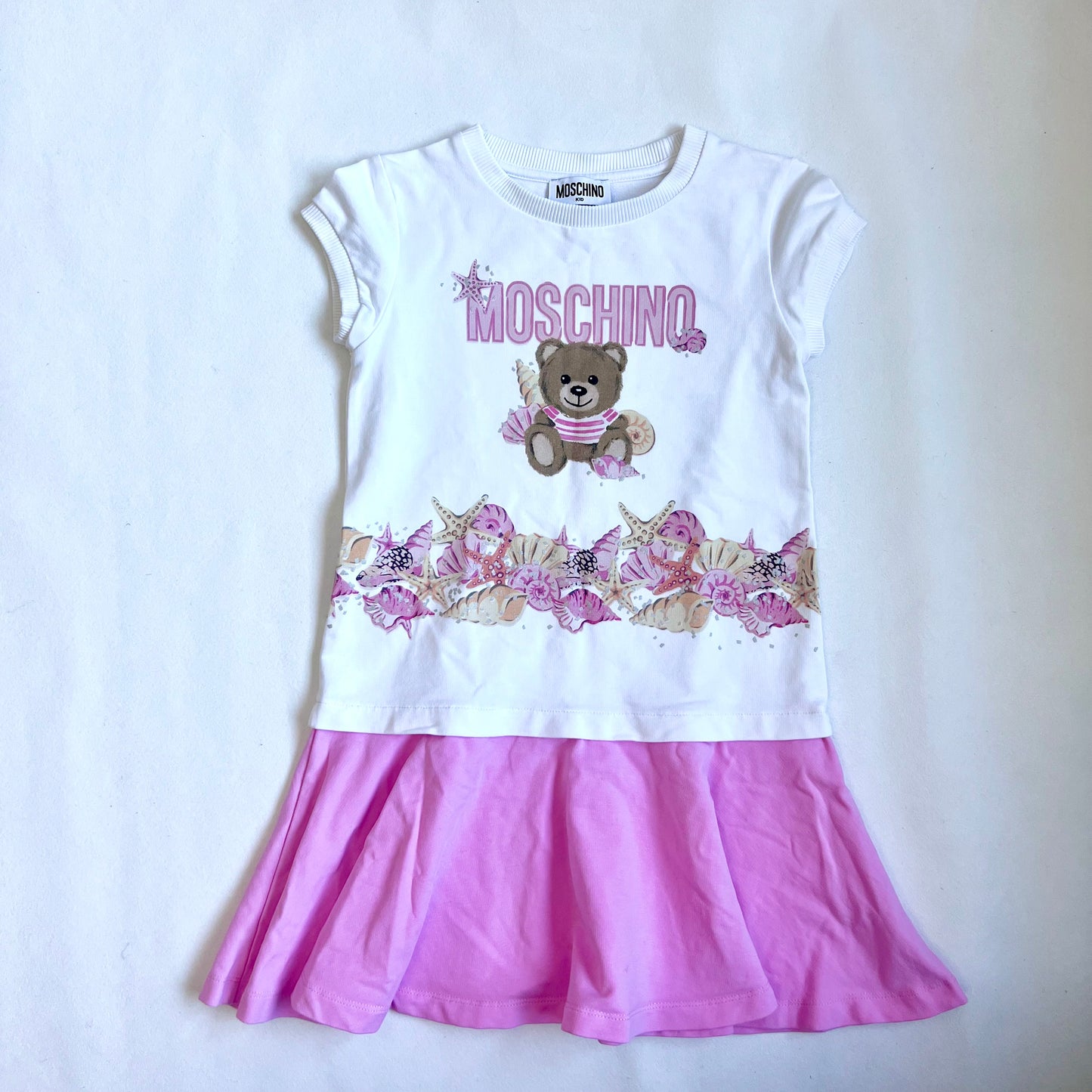 (Pre-loved) Moschino White T-Shirt Dress 小熊白色無袖連身裙 6Y