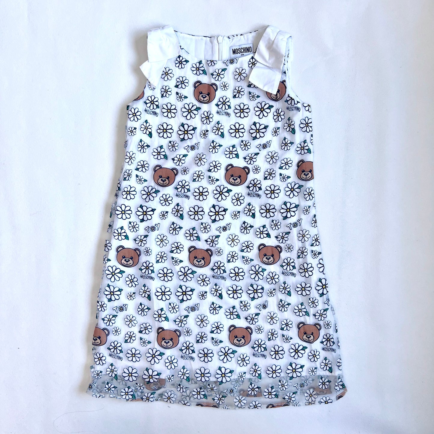 (Pre-loved) Moschino Daisy Bear Print Top 女童白色熊仔無袖連身裙 8Y