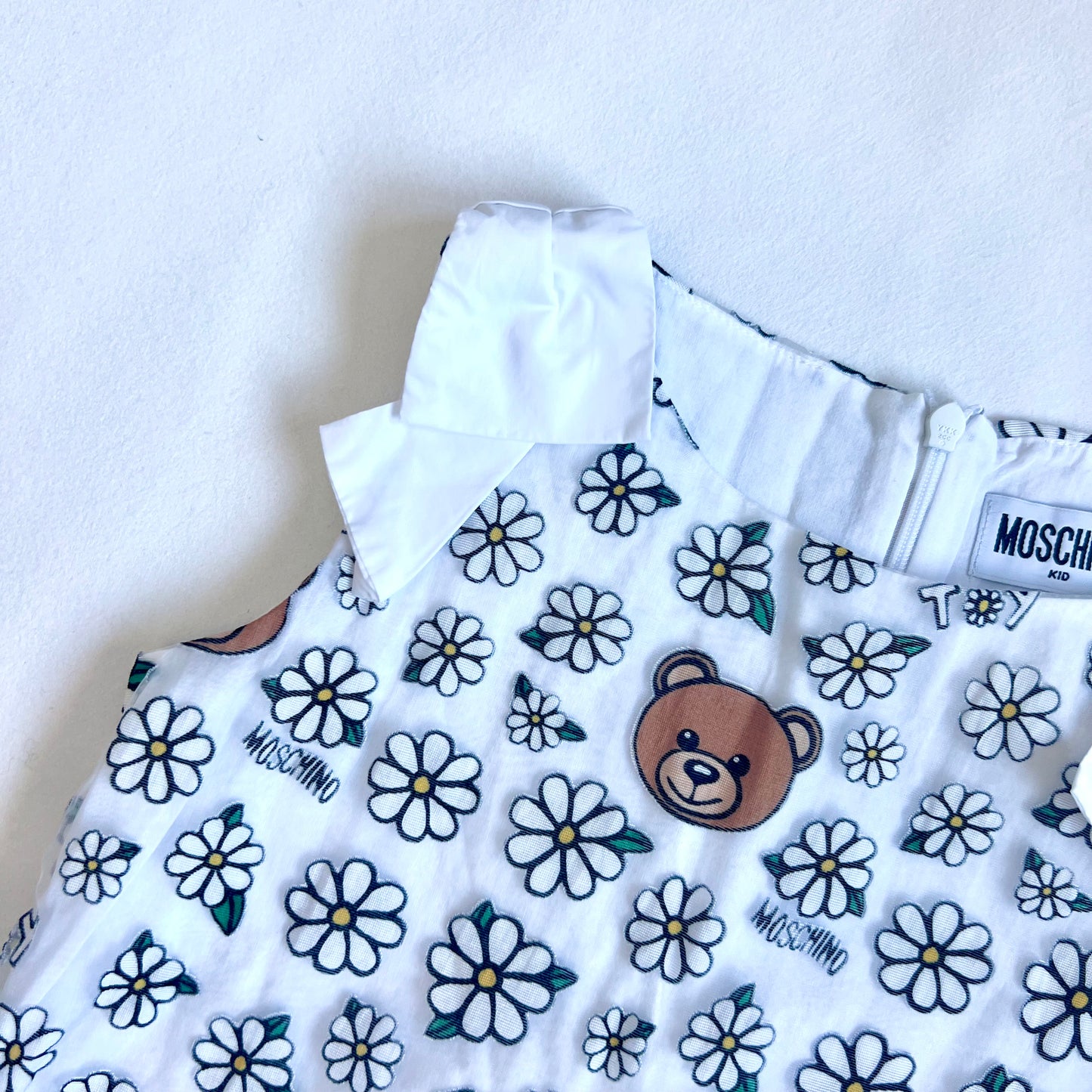 (Pre-loved) Moschino Daisy Bear Print Top 女童白色熊仔無袖連身裙 8Y