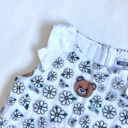 (Pre-loved) Moschino Daisy Bear Print Top 女童白色熊仔無袖連身裙 8Y