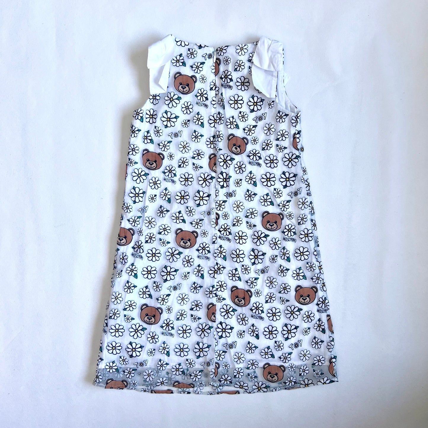 (Pre-loved) Moschino Daisy Bear Print Top 女童白色熊仔無袖連身裙 8Y