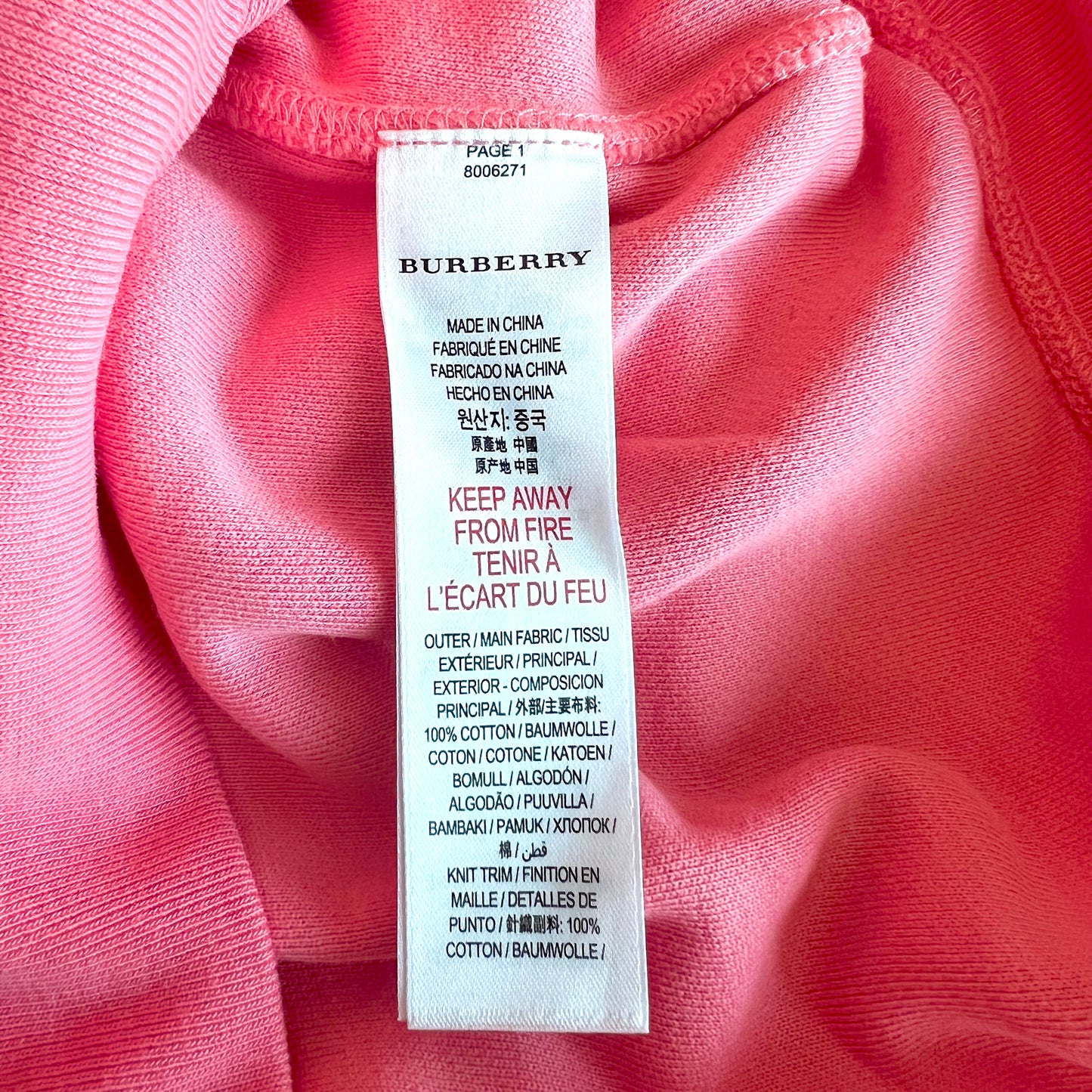(Pre-loved) Burberry Pink Sweater 粉紅色衛衣 8Y