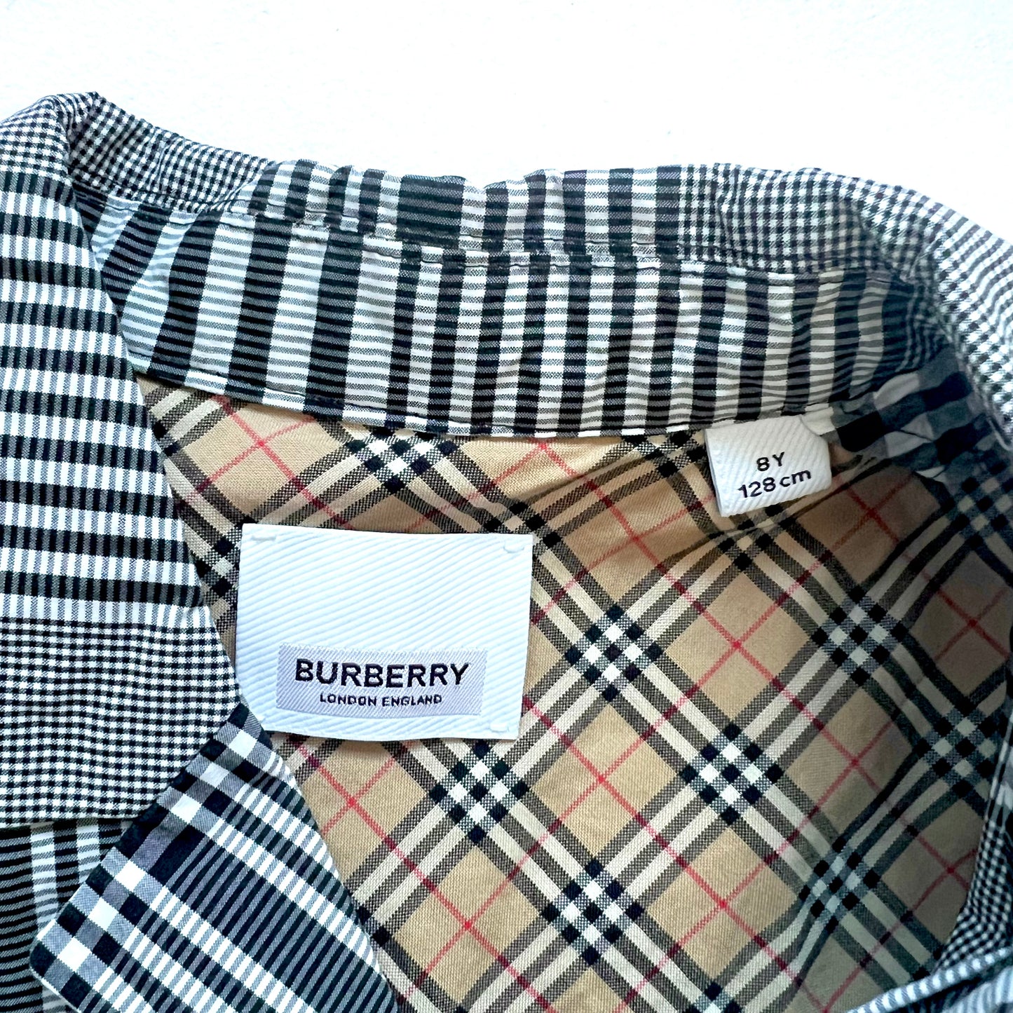 (Pre-loved) Burberry Grey Checkered Shirt Dress 灰色格仔長袖恤衫裙 8Y