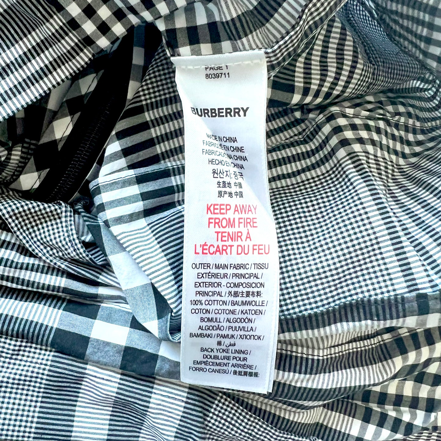 (Pre-loved) Burberry Grey Checkered Shirt Dress 灰色格仔長袖恤衫裙 8Y