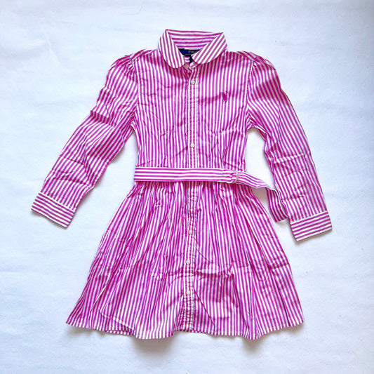 (Pre-loved) POLO Ralph Lauren Pink Striped Dress 粉紅色間條長袖恤衫連身裙 6Y