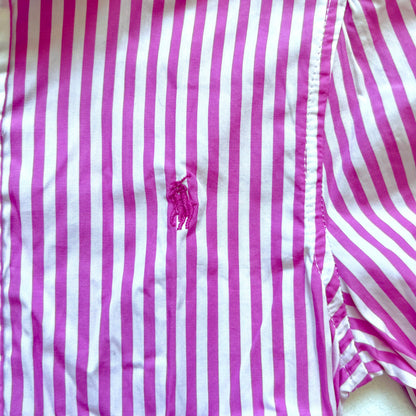 (Pre-loved) POLO Ralph Lauren Pink Striped Dress 粉紅色間條長袖恤衫連身裙 6Y