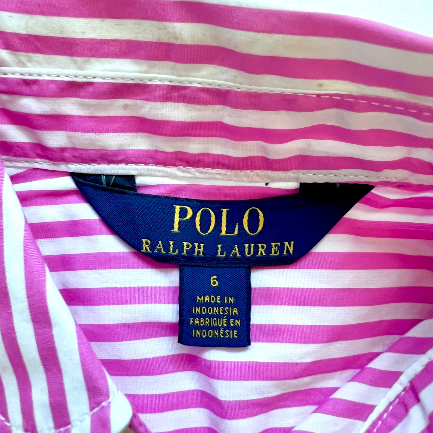 (Pre-loved) POLO Ralph Lauren Pink Striped Dress 粉紅色間條長袖恤衫連身裙 6Y