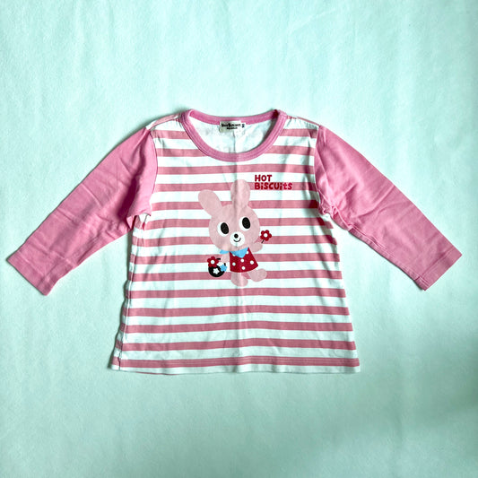2.5 (Pre-loved) Mikihouse Hot Biscuits Long sleeves Top 女童粉紅色兔仔長袖上衣 2Y