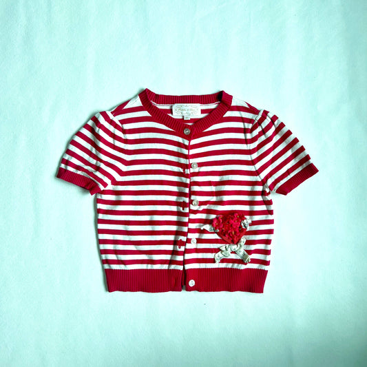 (Pre-loved) Nicholas & Bears Short Sleeves Cardigan 紅白間條短袖開襟衫 6Y
